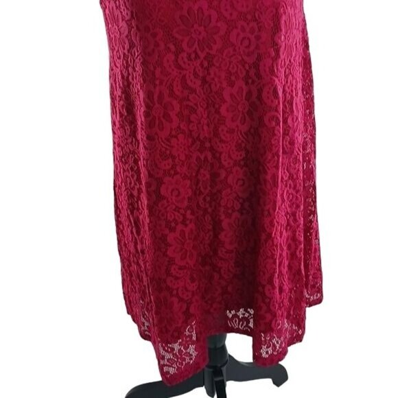 Altar'd State Dress Red Lace Floral Shift Short Sleeve Womens Size Small - Picture 3 of 6